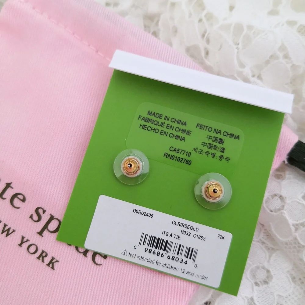 New Kate Spade Its a Tie Earrings Stud Rose Gold O0RU2405
